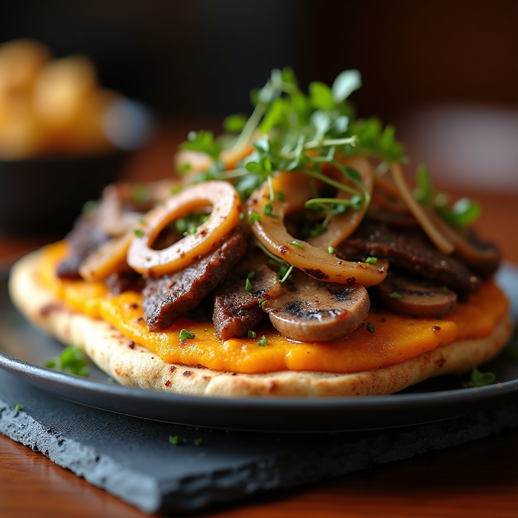 Smoky Beef & Butternut Flatbread Share presentation