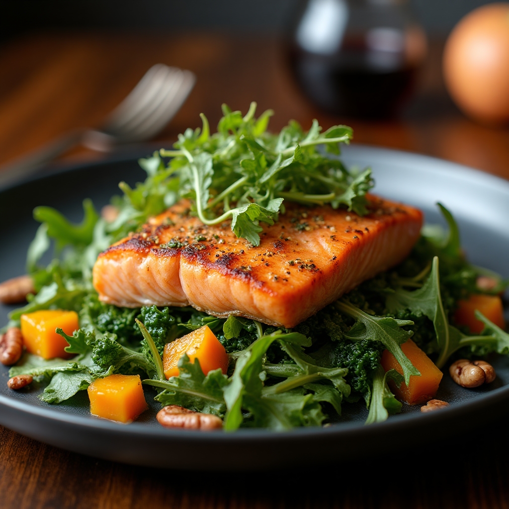 Warm Smoked Sockeye & Arugula Salad presentation