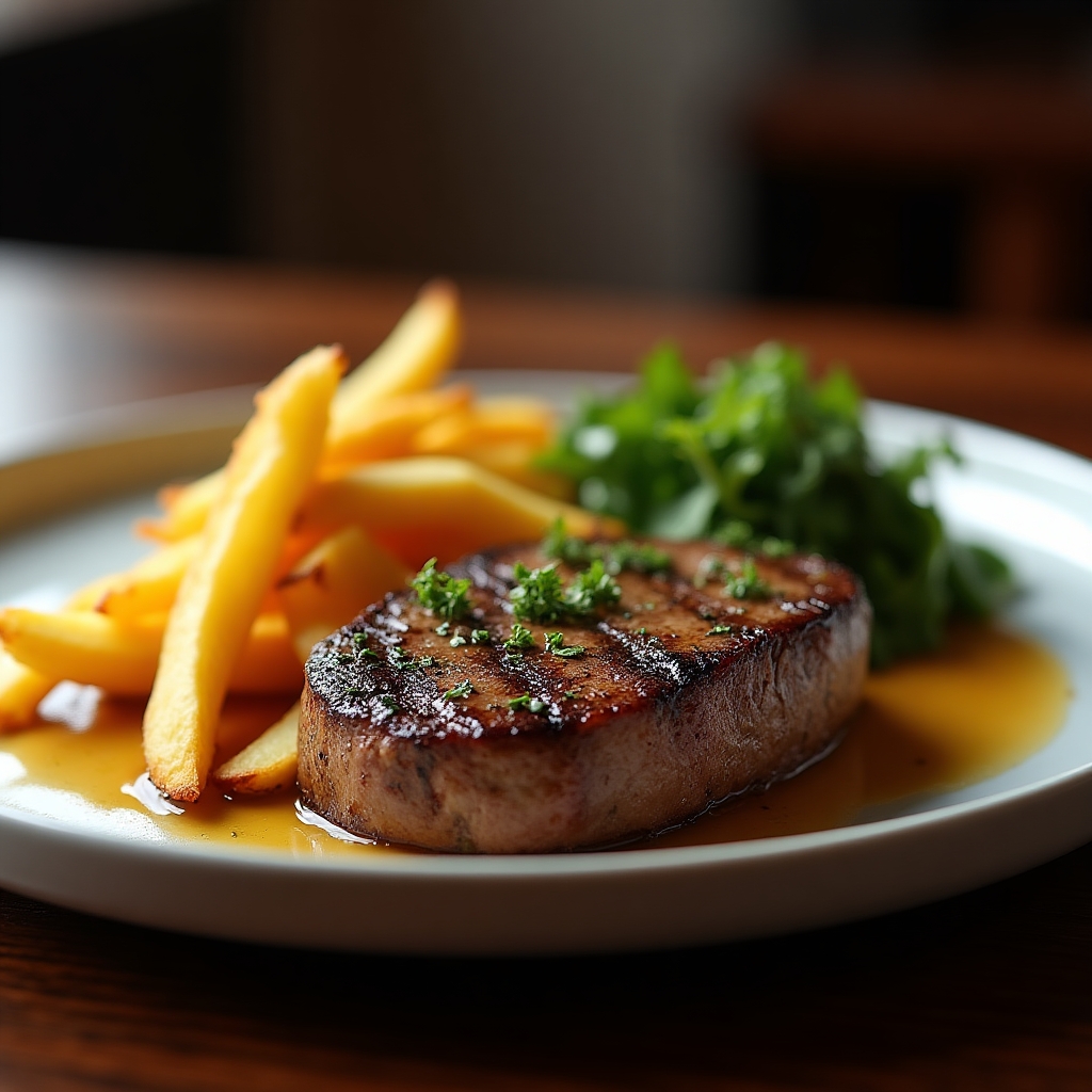Heritage Steak Frites with Tarragon Demi presentation