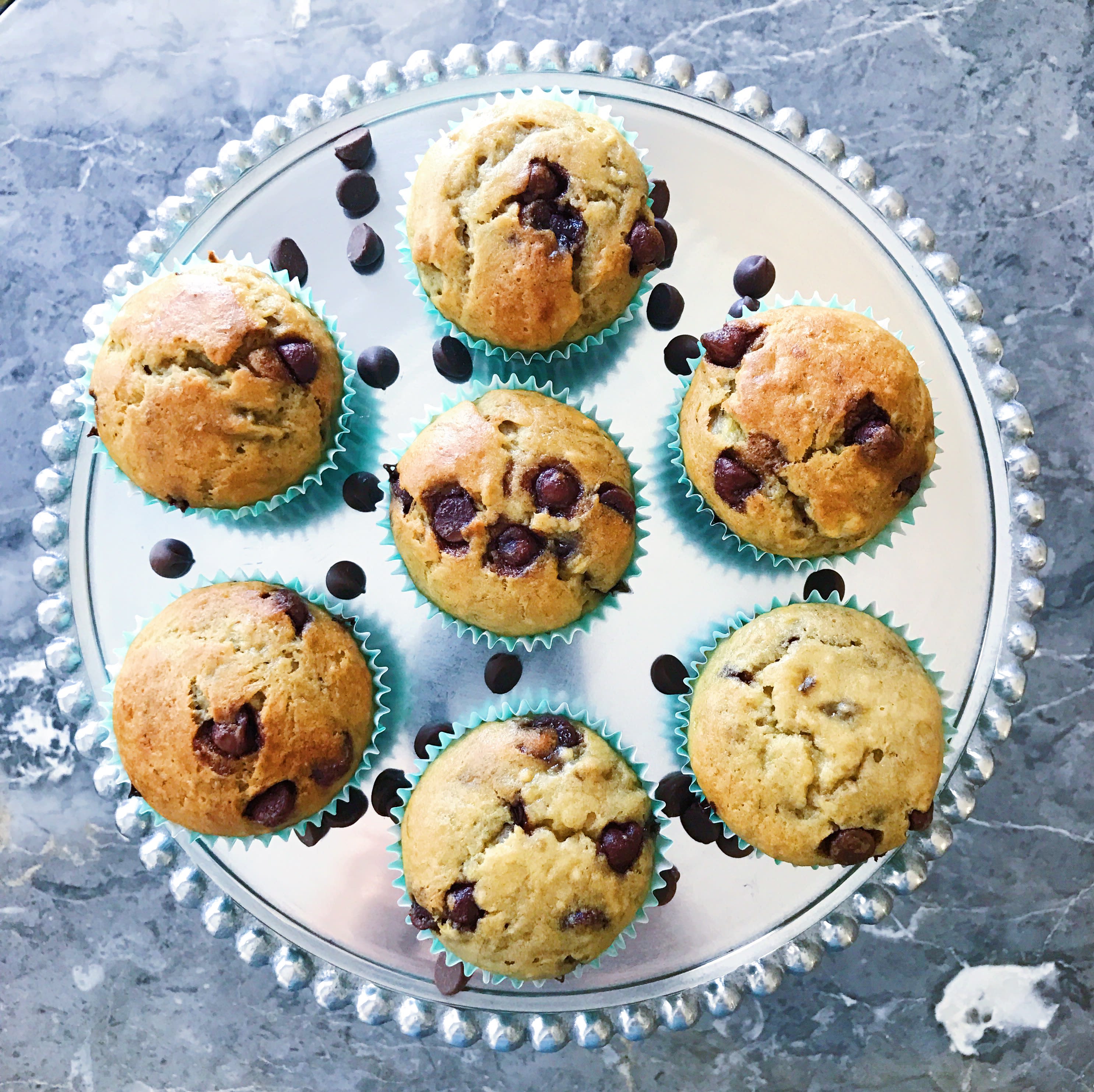 Moist Chocolate Chip Banana Muffins
