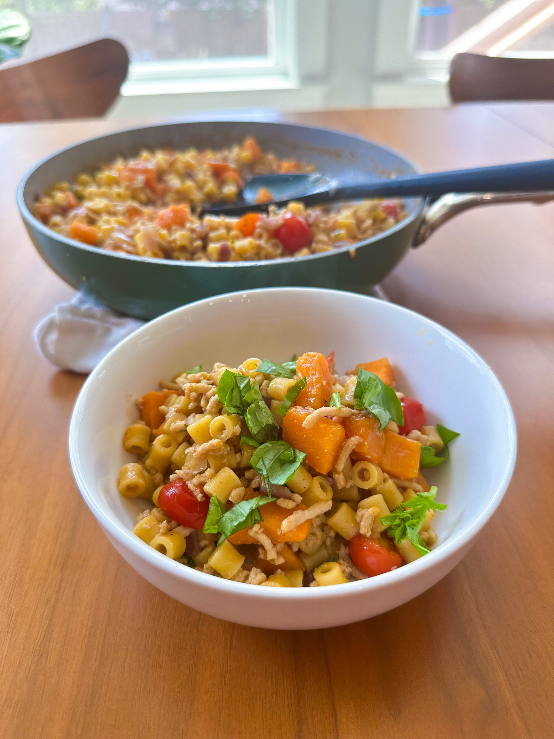 One Pot - Garden Ditalini w/ Coconut Ground Chicken