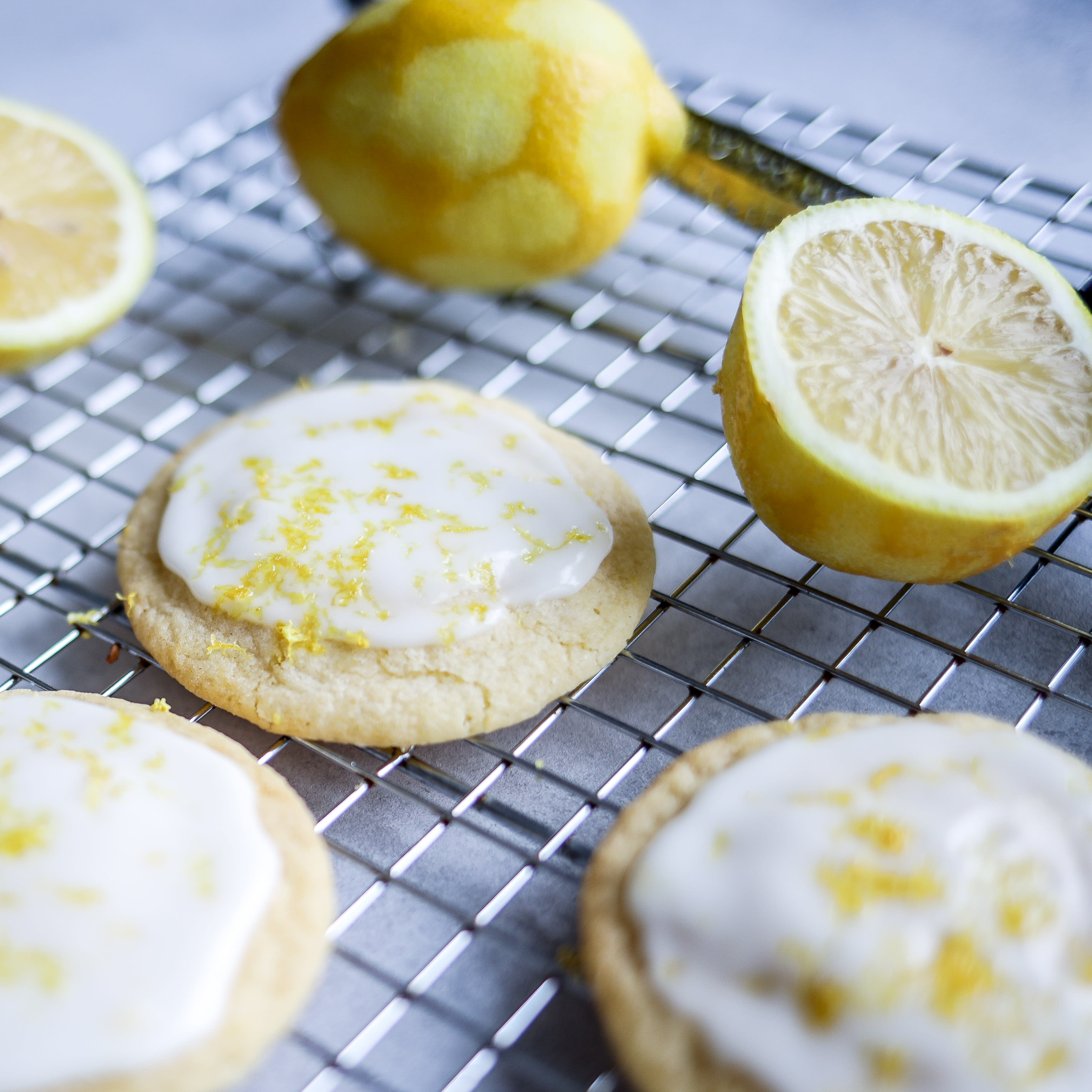 Soft Lemon Cookies with Zested Glaze