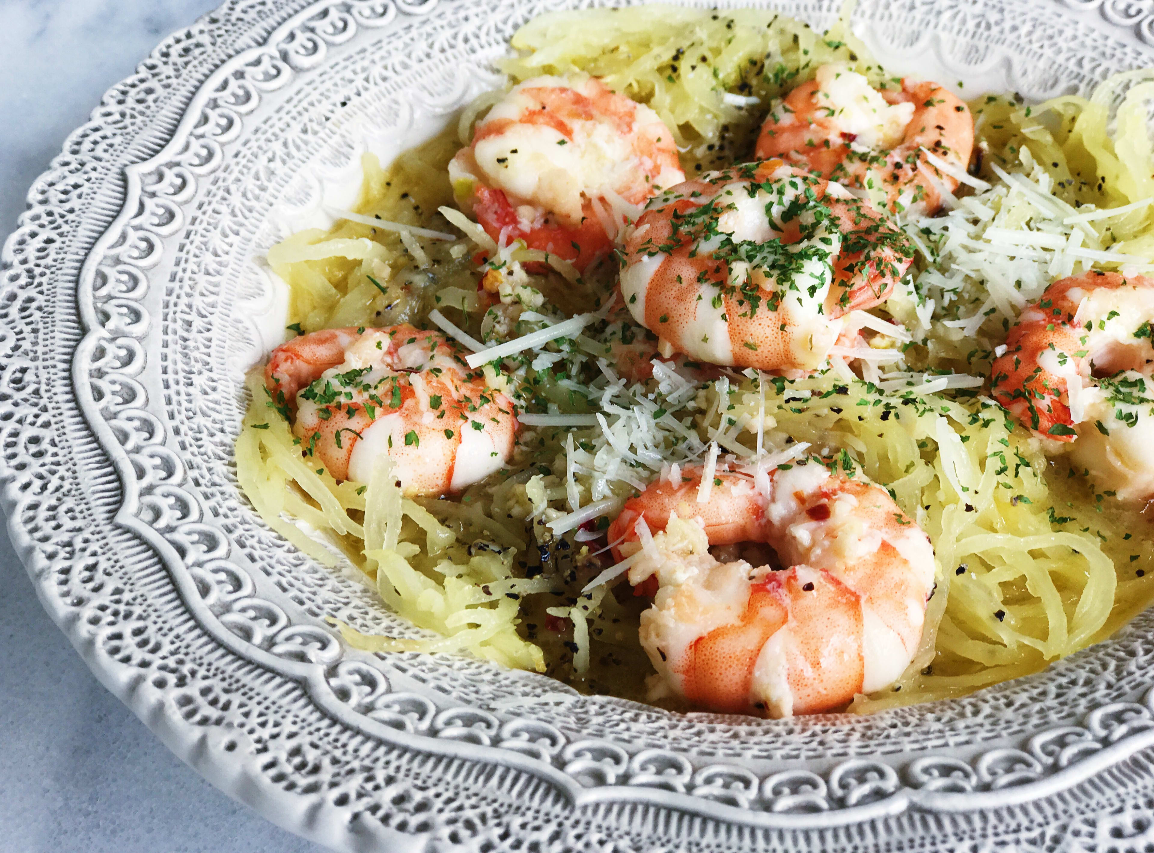 Spaghetti Squash Shrimp Scampi