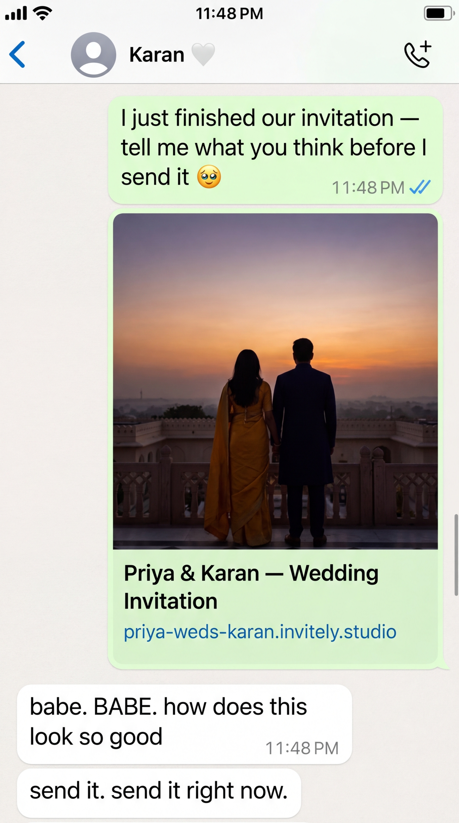 Partner reaction on WhatsApp