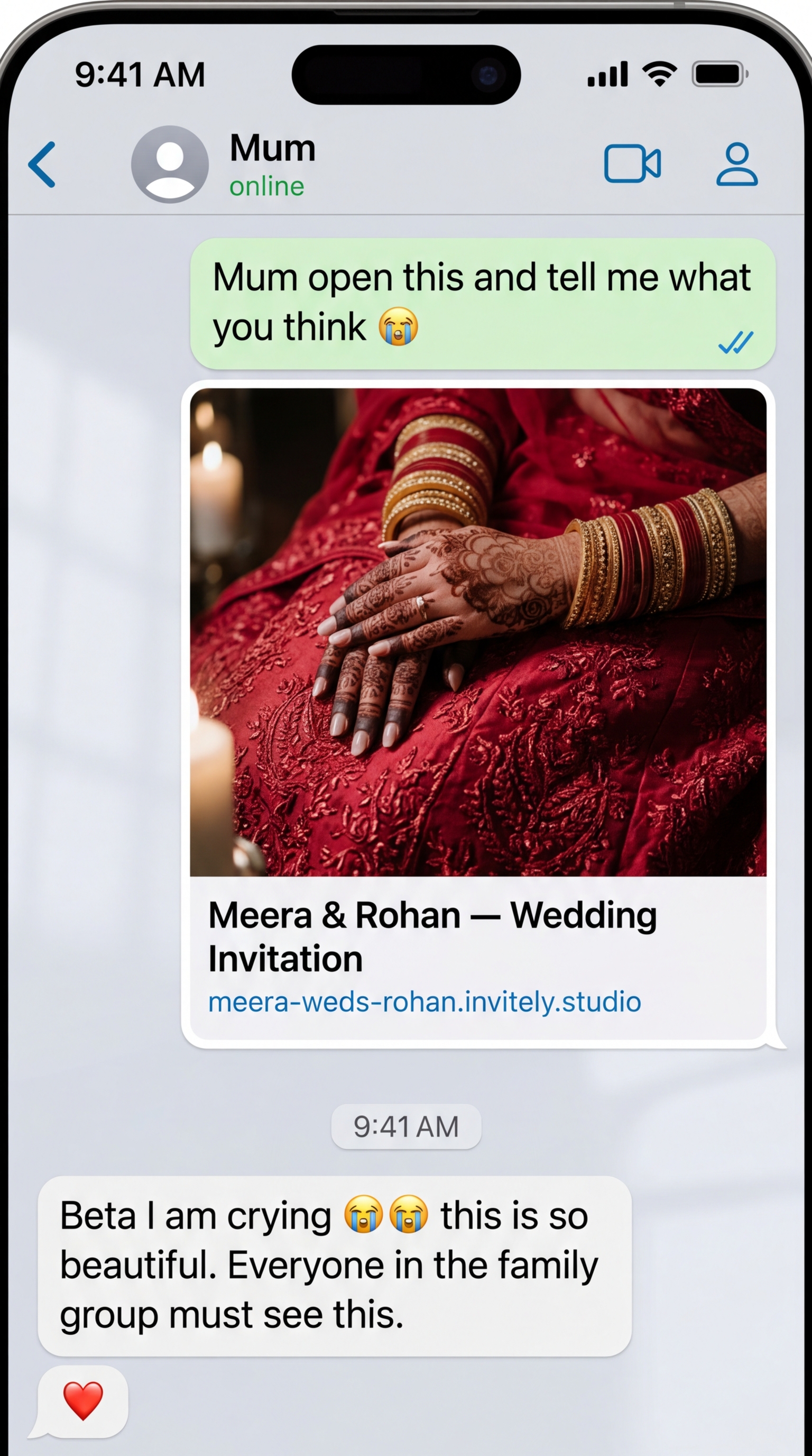 Mum reaction on WhatsApp