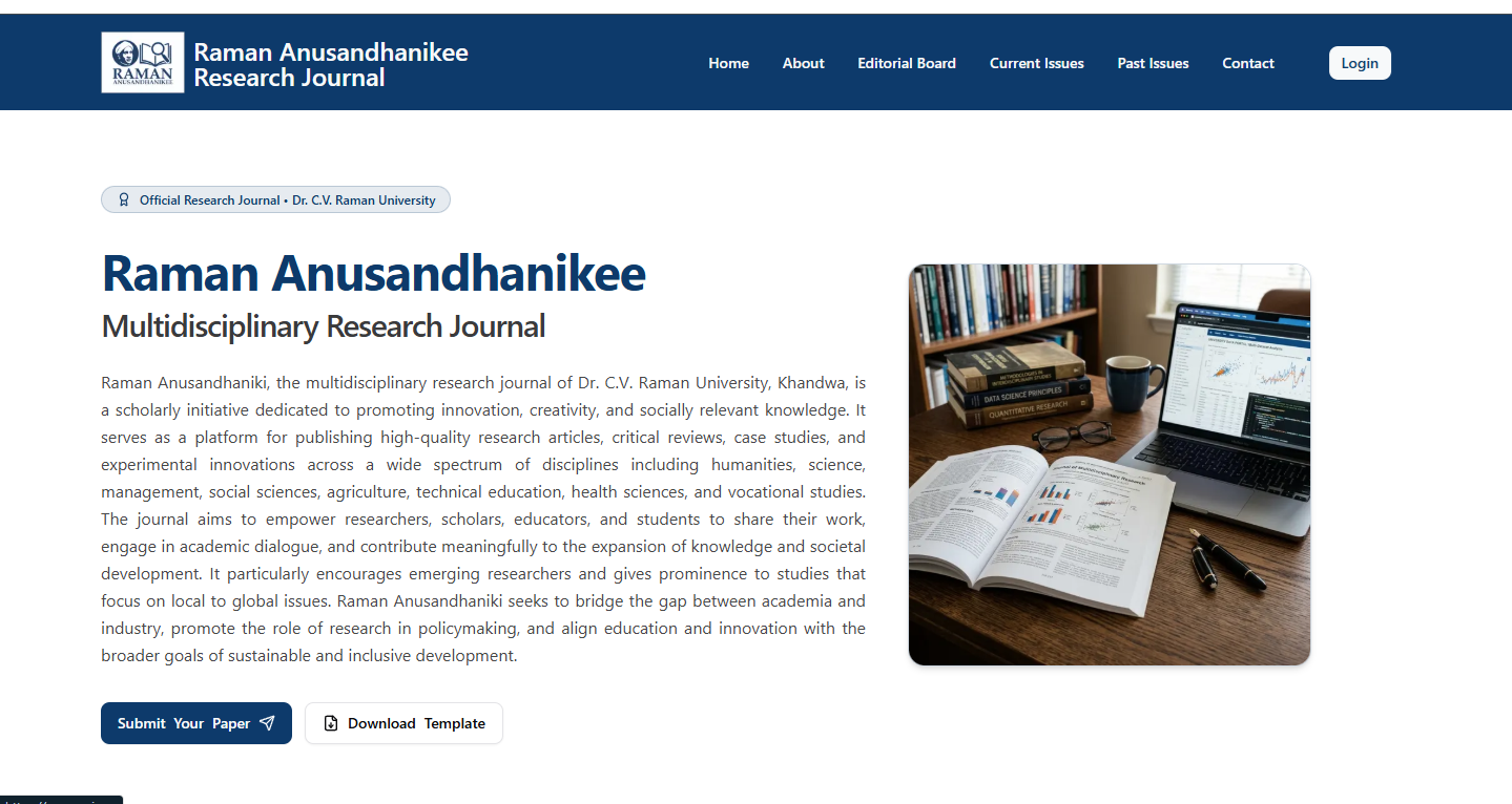 Raman Anusandhanikee Research Journal cover