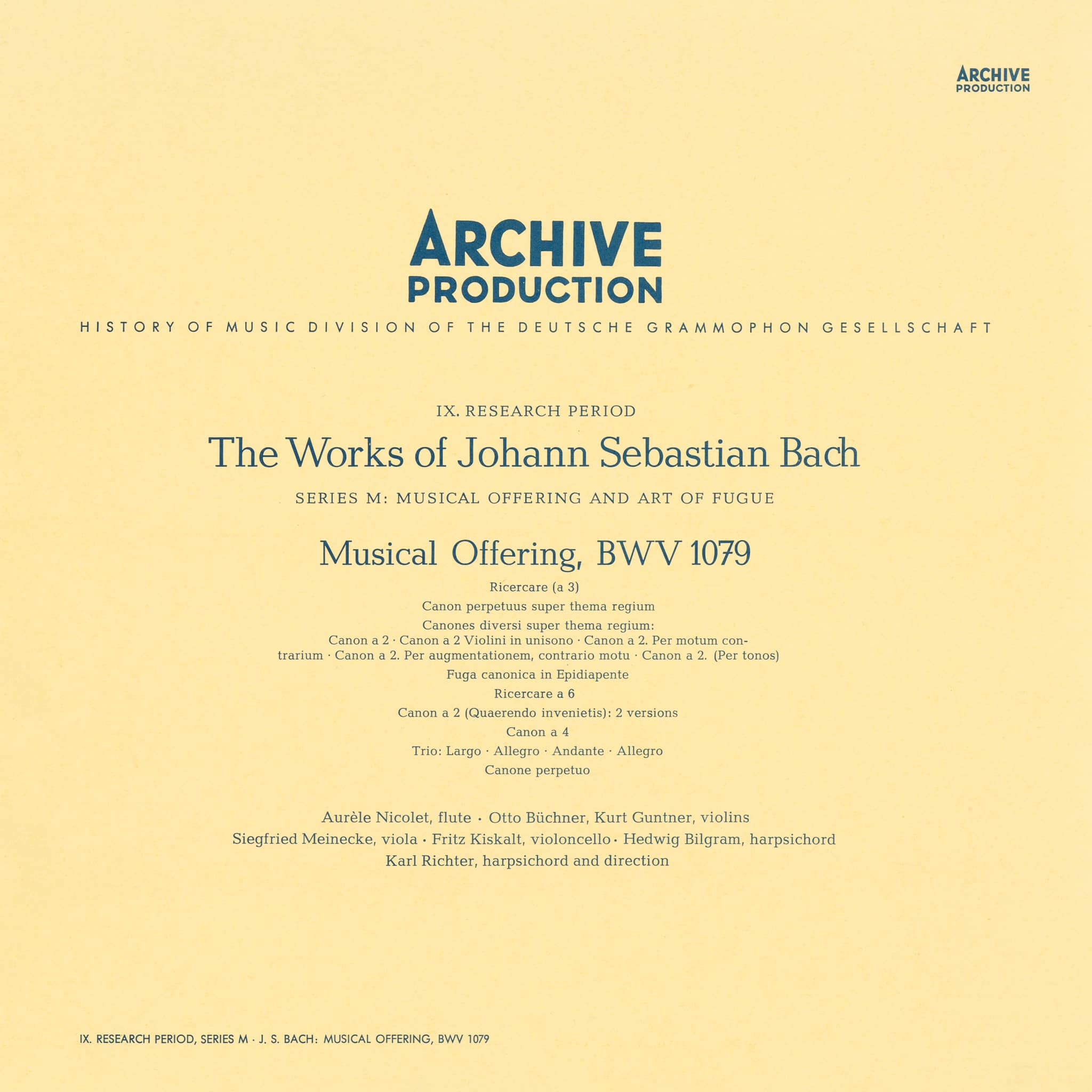 Bach: Musical Offering, BWV 1079