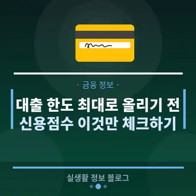 대출 한도 최대로 올리기 전, 신용점수 이것만 체크하기