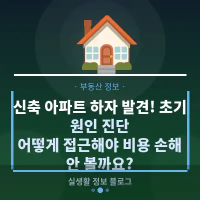 신축 아파트 하자 발견! 초기 원인 진단, 어떻게 접근해야 비용 손해 안 볼까요?