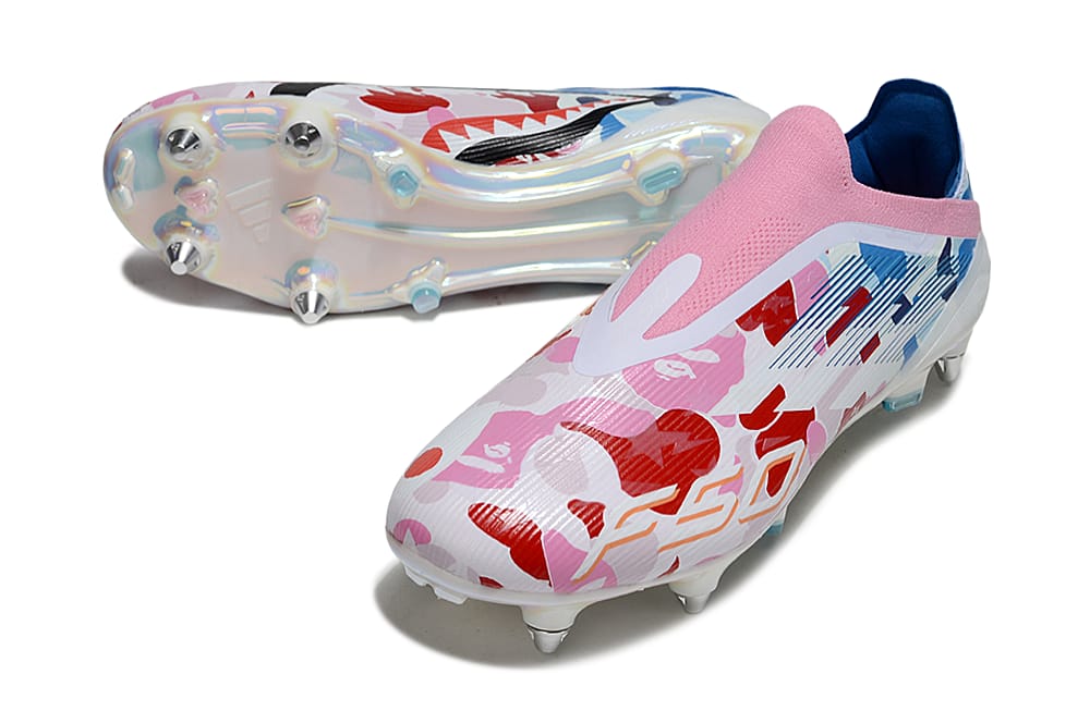 The adidas F50 Elite Laceless Firm Ground BAPE “Clear Pink” Edition Football Cleats 6