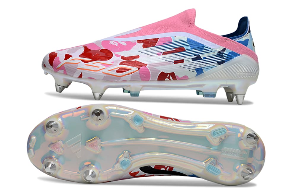 The adidas F50 Elite Laceless Firm Ground BAPE “Clear Pink” Edition Football Cleats 2