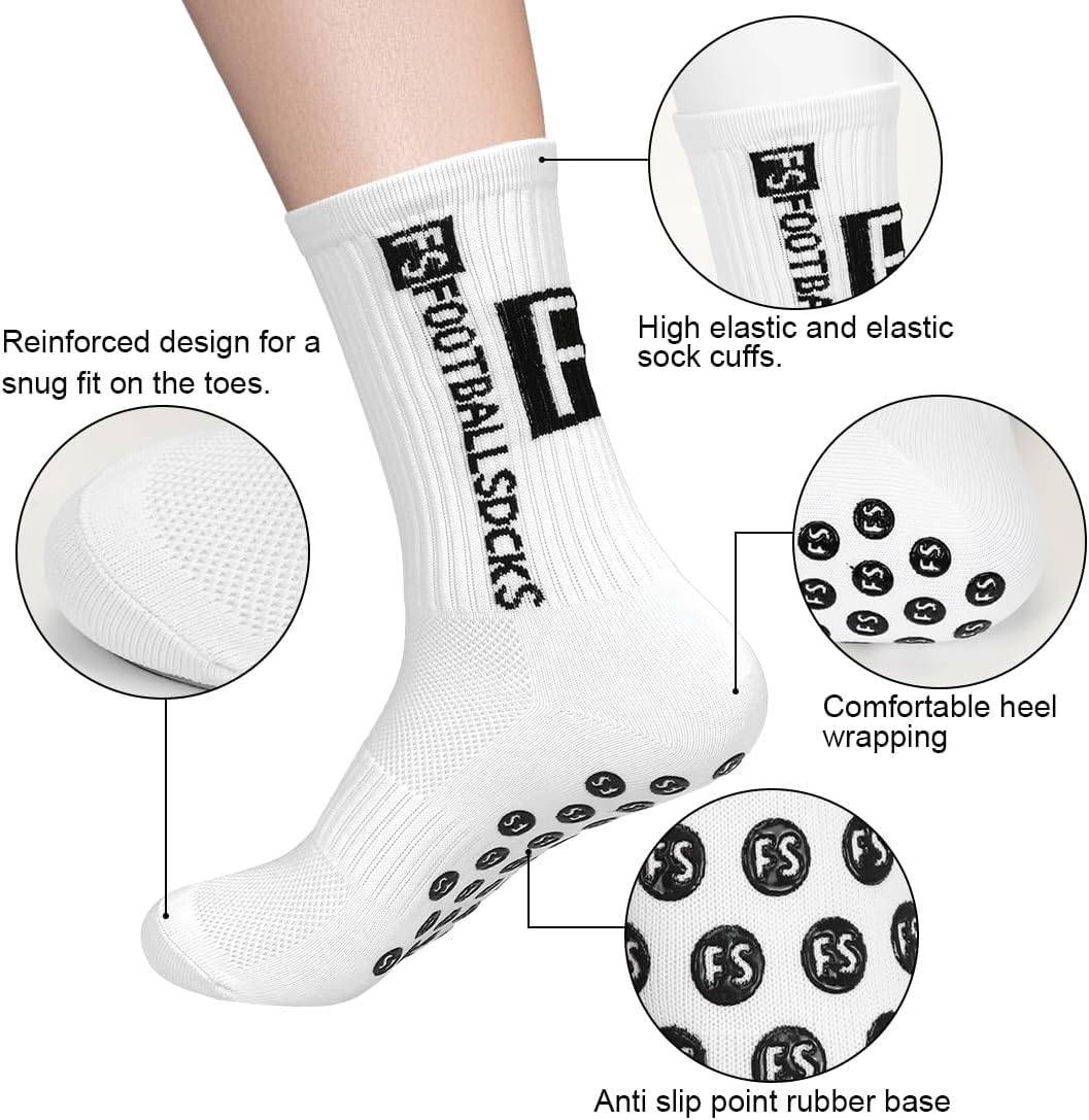 The Black & White Premium FS Grip Football Socks 6