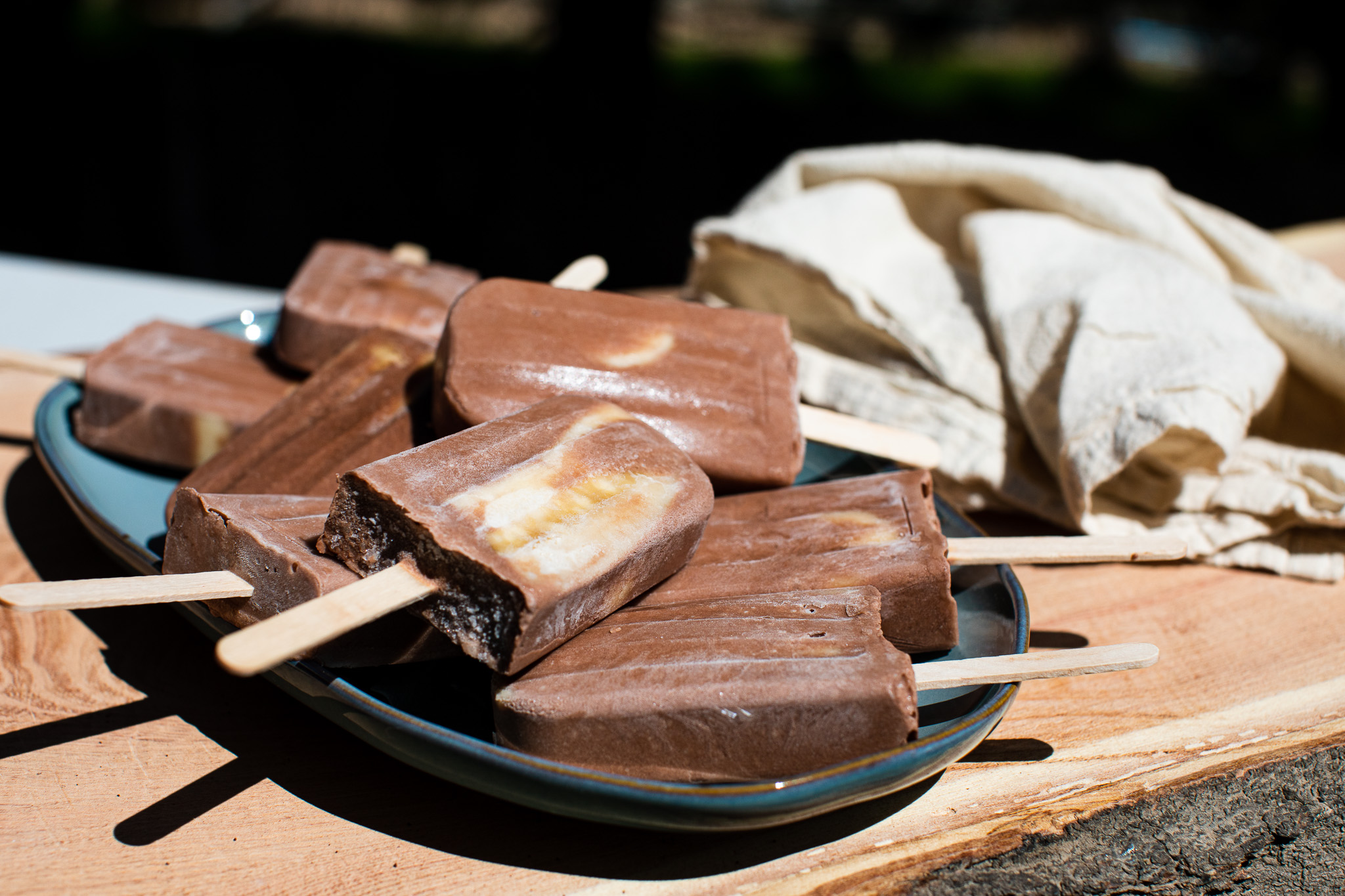 Chocolate Peanut Butter Banana Popsicles