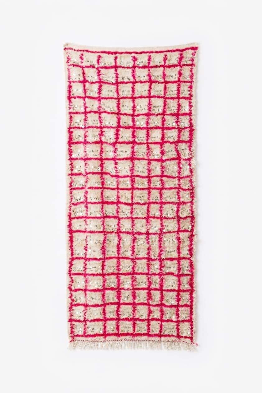 Handira Réinterprétée – Quadrillage Rose & Sequins — vue 1