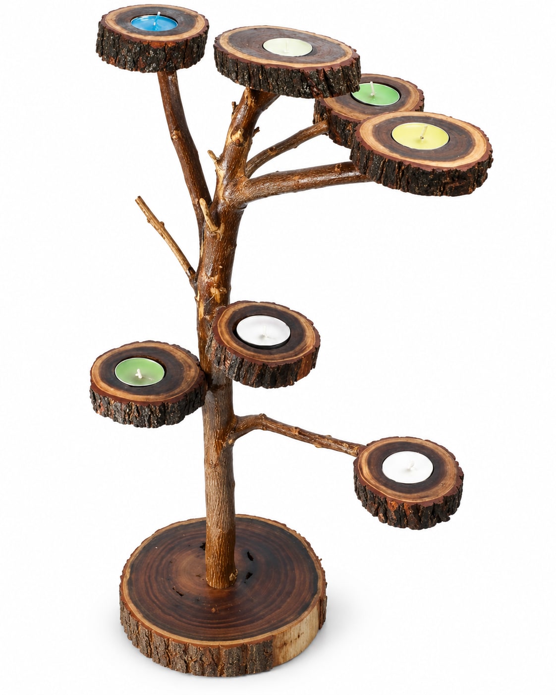 Bougeoir arbre Cèdre d’Azrou – Branches naturelles et lumière douce — vue 1