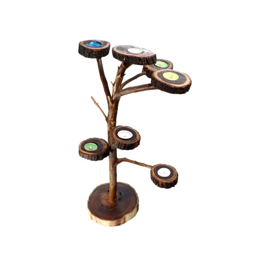Bougeoir arbre Cèdre d'Azrou – Branches naturelles et lumière douce — vue IV