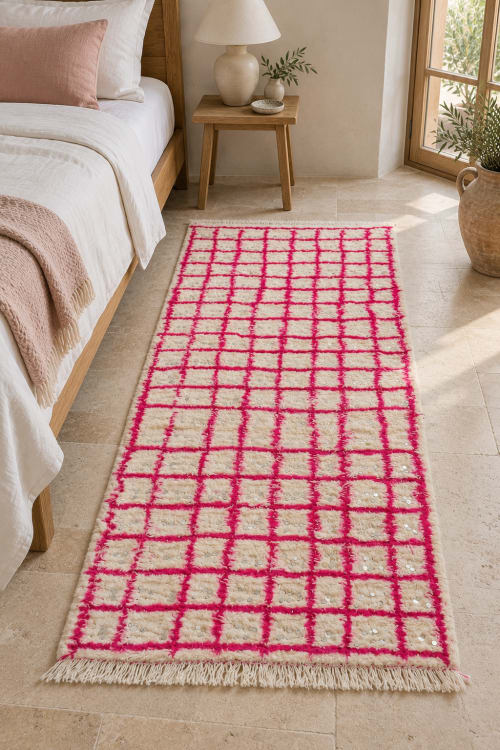 Handira Réinterprétée – Quadrillage Rose & Sequins — vue II