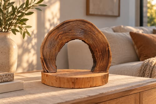 Arche décorative Cèdre d’El Hajeb – Cernes apparents et socle naturel — vue III