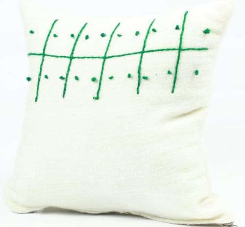 Coussin du Moyen Atlas – Quadrillage vert brodé — vue IV