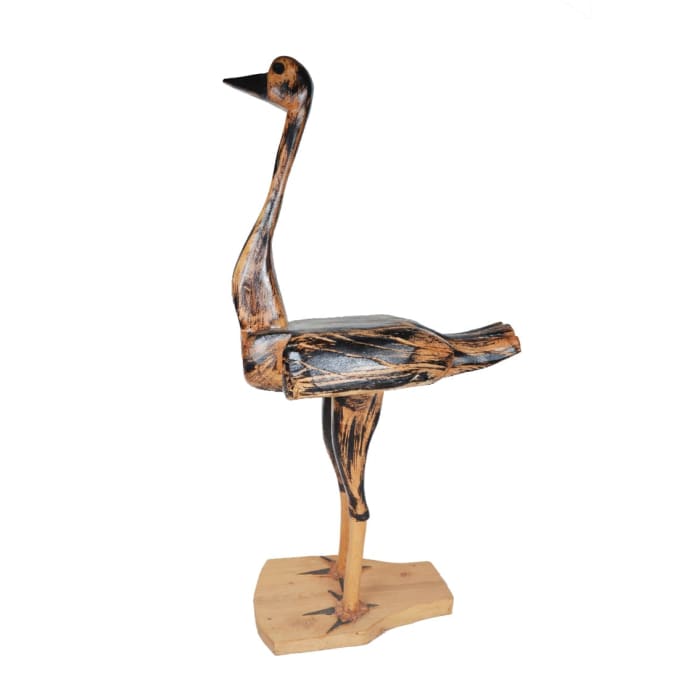 Oiseau sculpté Cèdre d’Azrou – Ligne naïve et posture verticale