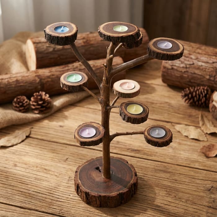 Bougeoir arbre Cèdre d'Azrou – Branches naturelles et lumière douce