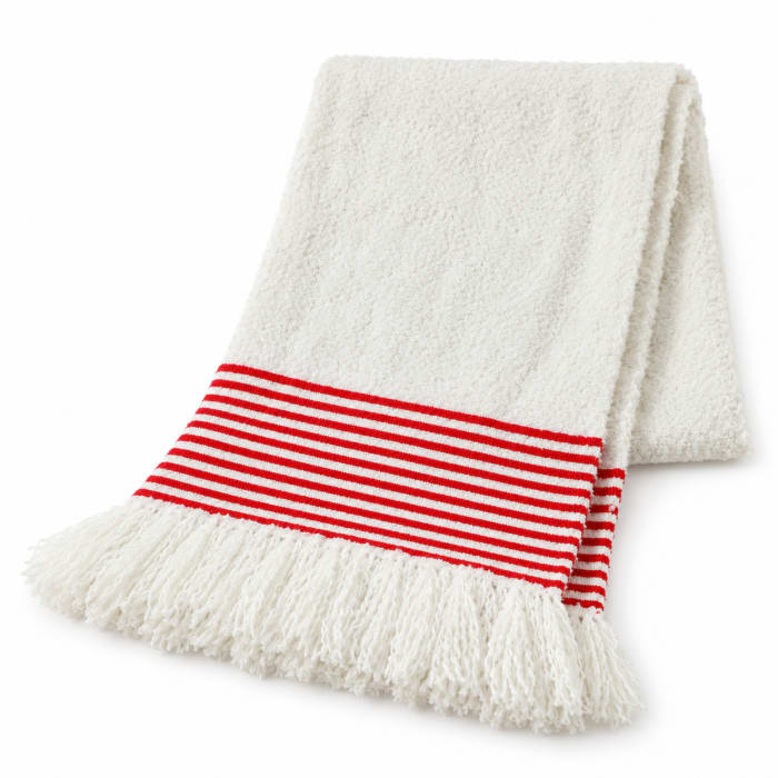 Ensemble plaid & coussin du Moyen Atlas – Rouge tissé