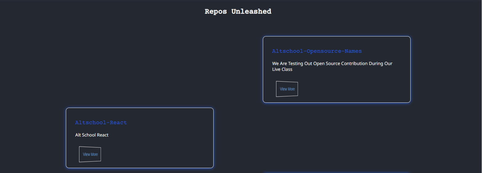 Repositories list RepoReporter