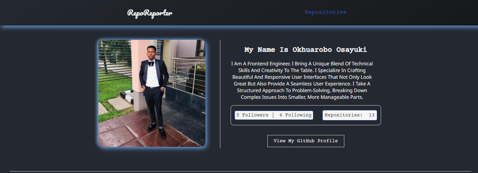Repositories Page RepoReporter