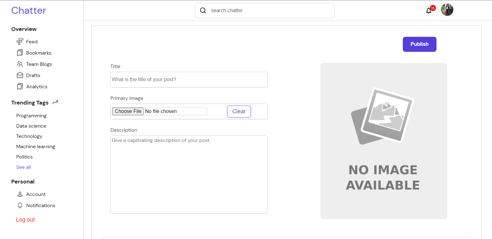 Create New Post Page Chatter Post Creation Page