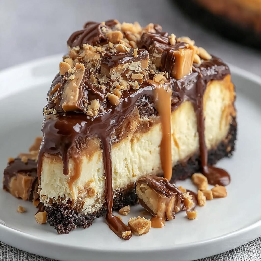 Peanut Butter Snickers Cheesecake step photo
