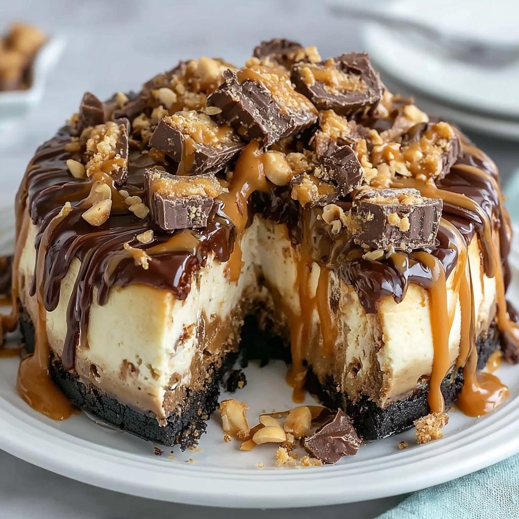 Peanut Butter Snickers Cheesecake step photo