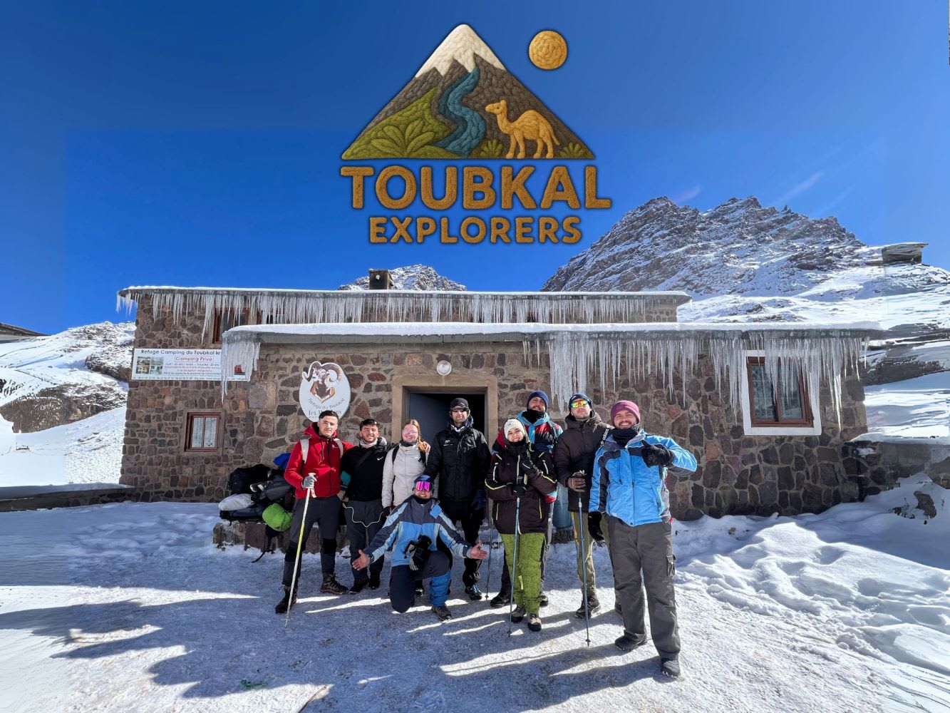 Group of trekkers on High Atlas journey with Atlas Toubkal Trek
