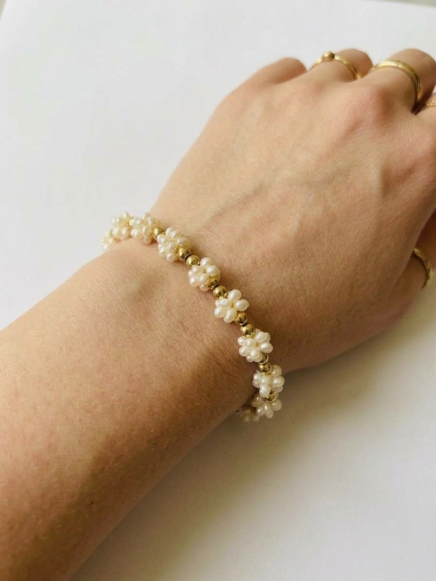 Bracelet doré perles vintage