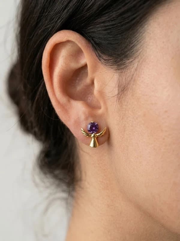 Puces d'oreilles ange améthyste