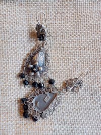 Dormeuses argent filigrane perles noires 2