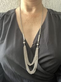 Collier sautoir argenté multi-rangs Vintage 1