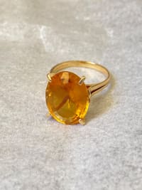 Bague cocktail citrine ambrée or jaune 2