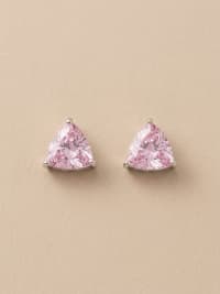Puces d’oreilles saphir rose triangle 2