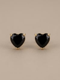 Puces d’oreilles cœur saphir noir 2