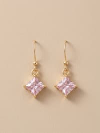 Boucles d’oreilles carré saphir rose 1