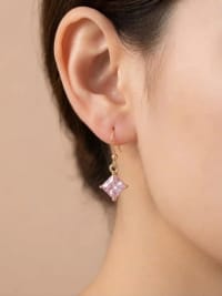 Boucles d’oreilles carré saphir rose 2