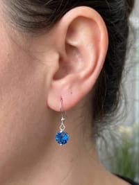 Boucles d'oreilles rondes saphir bleu 2