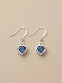 Boucles d'oreilles coeur saphir bleu 2