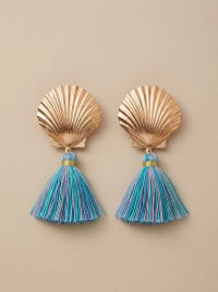 Boucles d'oreilles dorées pompons 1