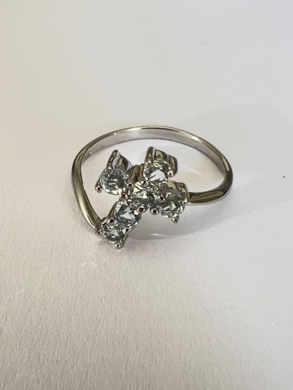Bague croix argent topaze naturelle