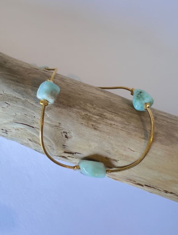 Bracelet de cheville acier inoxydable doré Larimar