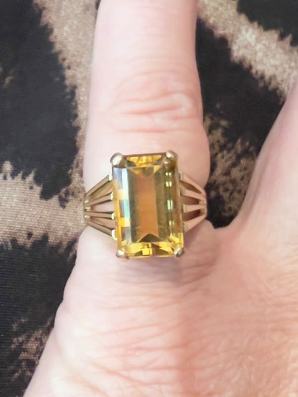 Bague cocktail citrine dorée or jaune