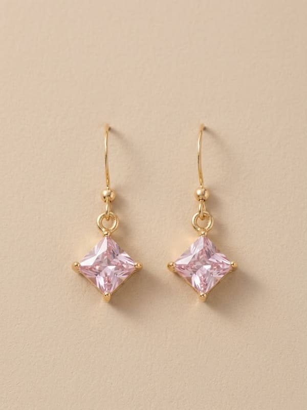 Boucles d’oreilles carré saphir rose