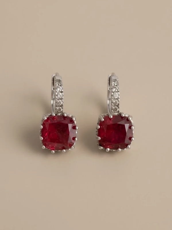 Boucles d’oreilles argent 925 pierre rouge