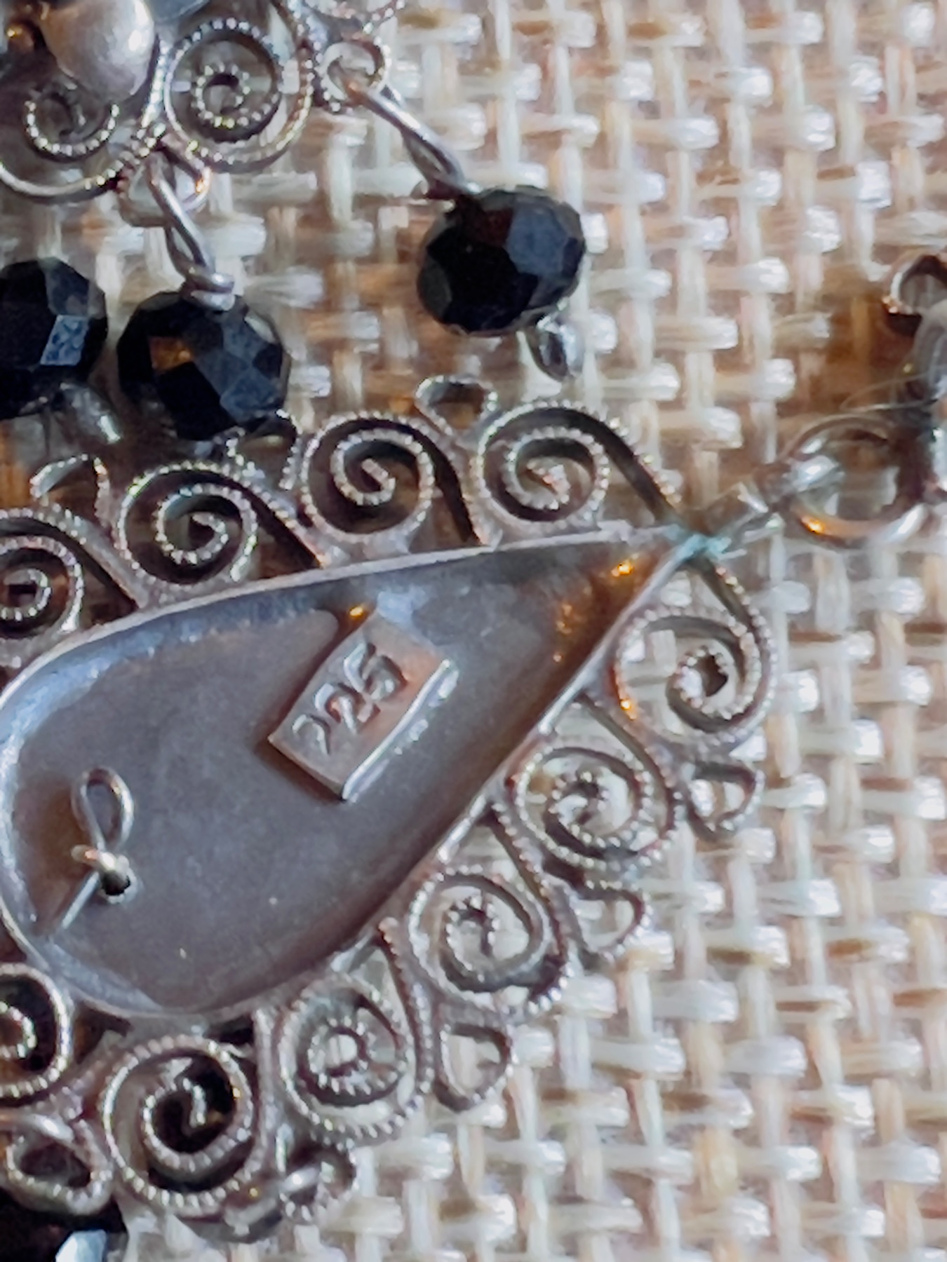 Dormeuses argent filigrane perles noires  3